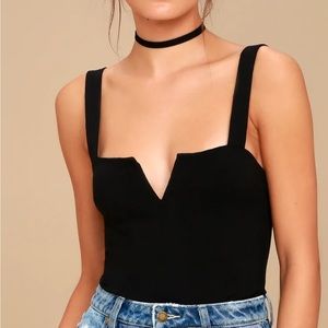 Free People Pippa V-Wire Sleeveless Black Bodysuit